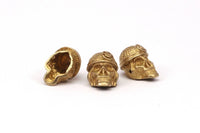 Brass Pirate Finding, 2 Raw Brass Skull Head Bracelet Parts (17x12x11mm) N0423