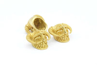 Brass Skull with Horns, 2 Raw Brass Skull Head Bracelet Parts (11.50x19mm) N0372