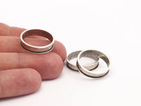Silver Channel Ring - 2 Antique Silver Plated Brass Channel Ring Settings (19mm) N0481 H0022