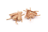Tiny Bug Charm, 2 Rose Gold Plated Brass Bug Fly Insect Charms (41x35mm) N242