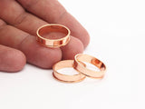 Rose Gold Channel Ring - 1 Rose Gold Plated Brass Channel Ring Setting (15mm) N481