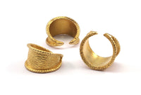 Brass Gothic Ring - 2 Raw Brass Textured Adjustable Gothic Rings N413