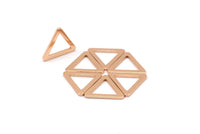 Tiny Triangle Connector, 8 Rose Gold Plated Brass Triangle Connectors, Rings  (16x2x1.2mm) D023