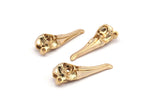 Bird Skull Charm, 1 Gold Plated Brass Bird Skull Necklace Pendants (32x11x10mm) N487