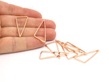 Rose Gold Triangle Ring, 10 Rose Gold Plated Brass Open Triangles, Charms, Findings (30x33x15mm) BS 1146
