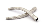 Silver Textured Tubes, 1 Antique Silver Plated Brass Textured Tube Bead, Jewelry Findings (100mm) Bs 1042 BRC235--R073 H0338