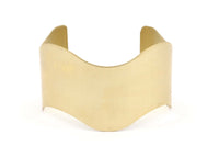 Brass Stamping Cuff, 2 Brass Wavy Bracelets, Cuffs, Bangles (30x152x0.80mm) V075