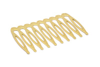 Brass Hair Comb, 100 Raw Brass Teeth Hair Comb, Hair Pin, Hair Findings (59x36mm)  Brs 496  A0599