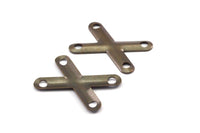 X Geometric Connector, 15 Antique Brass X shape with 4 Holes Connectors, Charms, Geometric Findings  (23x16mm)  K146