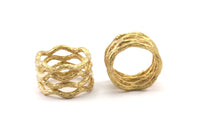 Smooth Band Rings - 2 Raw Brass Smooth Band Wide Ring Settings (Hole size 16.50mm) N037