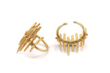 Brass Bohemian Ring - 4 Raw Brass Adjustable Multi Triangle Rings N025