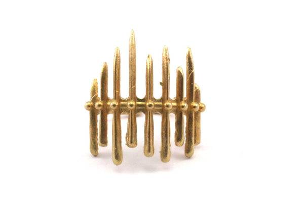 Brass Bohemian Ring - 4 Raw Brass Adjustable Multi Triangle Rings N025