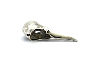 Bird Skull Charm, 2 Antique Silver Plated Brass Bird Skull Necklace Pendants, (32x11x10mm) N0492 H0443