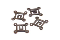 Geometric Square Connector, 25 Antique Brass Squares with 4 Holes Connectors, Jewelry Findings  (14mm) Pen 44 K168