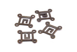 Geometric Square Connector, 25 Antique Brass Squares with 4 Holes Connectors, Jewelry Findings  (14mm) Pen 44 K168