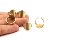 Brass Hexagon Ring - 5 Raw Brass Adjustable Hexagon Ring N091
