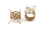 Claw Ring Blank - 2 Raw Brass 4 Claw Ring Blanks for Natural Stones  N0096