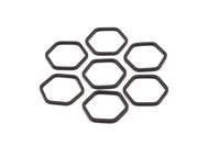 Black Hexagon Ring, 24 Black Oxidized Brass Hexagon Rings (14x1mm)  BS 1222 s614