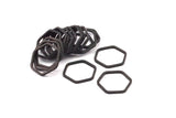 Black Hexagon Ring, 24 Black Oxidized Brass Hexagon Rings (14x1mm)  BS 1222 s614