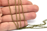 Green Cable Chain, Antique Bronze Tone Brass Soldered Chain (2.4x2mm) 3m-5m-10m-20m-50m-90m Mb 8-41