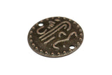 Antique Copper Coin, 20 Antique Copper Tone Brass Round Coin Connectors, Charms, Pendant, Findings (16mm)  K060
