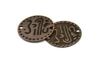 Vintage Coin Connector, 100 Antique Copper Tone Brass Round Coin Connectors, Charms, Pendant, Findings (16mm)  K060