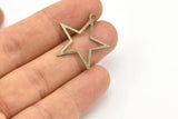 Vintage Star Charm, 25 Antique Brass Star Charms  Findings  (24mm)   K157