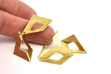 Raw Brass Origami Charms, 6 Raw Brass Geometric Triangle Charms (31mm) U009
