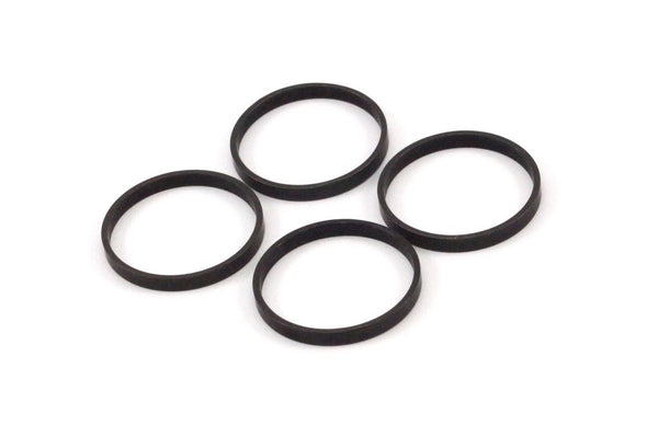 Black 19mm Circle Connectors - 25 Oxidized Brass Black Circle Connectors (19x0.8x2mm) D0311 S466