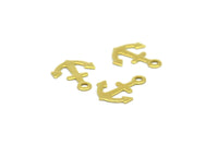 Brass Anchor, Sailor Charm, 100 Raw Brass Anchor Charms (12x9mm) Brs 629 A0198