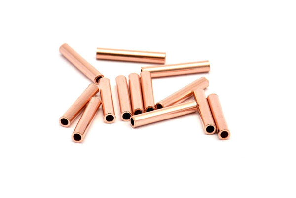 Copper Tube Beads - 50 Raw Copper Tube Beads (2,5x15mm) D0386