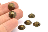 Brass Bead Cap, 50 Antique Brass Round Cambered with 2 Holes  Findings, Bead Caps, Tags  (10mm) Pen 574  K072