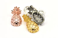 Pineapple Necklace Pendant - 925 Silver, Gold Plated, Rose Gold Plated, Black Plated Pineapple Pendants (30x13.4x6.3mm) N0250