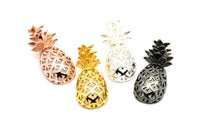 Pineapple Necklace Pendant - 925 Silver, Gold Plated, Rose Gold Plated, Black Plated Pineapple Pendants (30x13.4x6.3mm) N0250