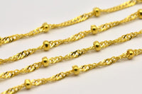 Gold Brass Chain, 5 Meters Gold Tone Brass Soldered Chain with 3mm Balls (2mm) - MB 9-76   Z088
