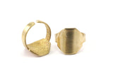 Brass Hexagon Ring - 4 Raw Brass Adjustable Hexagon Ring N109