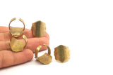 Brass Hexagon Ring - 4 Raw Brass Adjustable Hexagon Ring N114