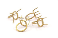 Claw Ring Blank, 4 Raw Brass Oval Ring Settings With 4 Claws, Ring Blanks N0106