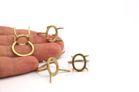 Claw Ring Blank, 4 Raw Brass Oval Ring Settings With 4 Claws, Ring Blanks N0106-16