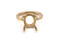 Claw Ring Blank, 5 Raw Brass Ring Settings with 4 Claws, Ring Blanks N0105