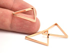 Rose Gold Triangle, 6 Rose Gold Plated Open Triangle Rings, Charms (24x0.8x2mm) Bs 1197