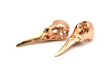 Rose Gold Bird Skull, 1 Rose Gold Plated Brass Bird Skull Necklace Pendants (32x11x10mm) N492