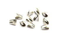 Silver Chain Ends, 20 Antique Silver Plated Brass End Caps For Soldering To Snake Chain Ends (b0059)