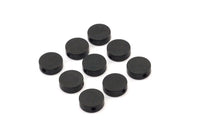 Black Spacer Beads, 25  Oxidized Brass Black Spacer Connectors, Round Beads (8x3mm) D0128 S482