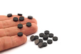 Black Spacer Beads, 25  Oxidized Brass Black Spacer Connectors, Round Beads (8x3mm) D0128 S482