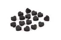Black Heart Bead, 50 Oxidized Brass Black Spacer Beads, Spacer Connectors, Heart Beads (5.5x5.8mm) S480