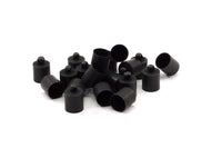Black Leather Cord End, 40 Oxidized Brass Black Barrel End With Loop - Leather Cord Ends  (9x13mm) Bs-1657 S510