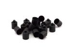 Black Leather Cord End, 40 Oxidized Brass Black Barrel End With Loop - Leather Cord Ends  (9x13mm) Bs-1657 S510