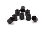 Black Leather Cord End, 25 Oxidized Brass Black Barrel End With Loop - Leather Cord Ends  (10x14mm)  BS 1658 S501