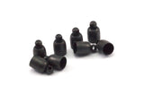 Black Leather Cord End, 24 Oxidized Brass Black Barrel End With Loop - Leather Cord Ends  (5.7x9.8mm) BS 1661 S503